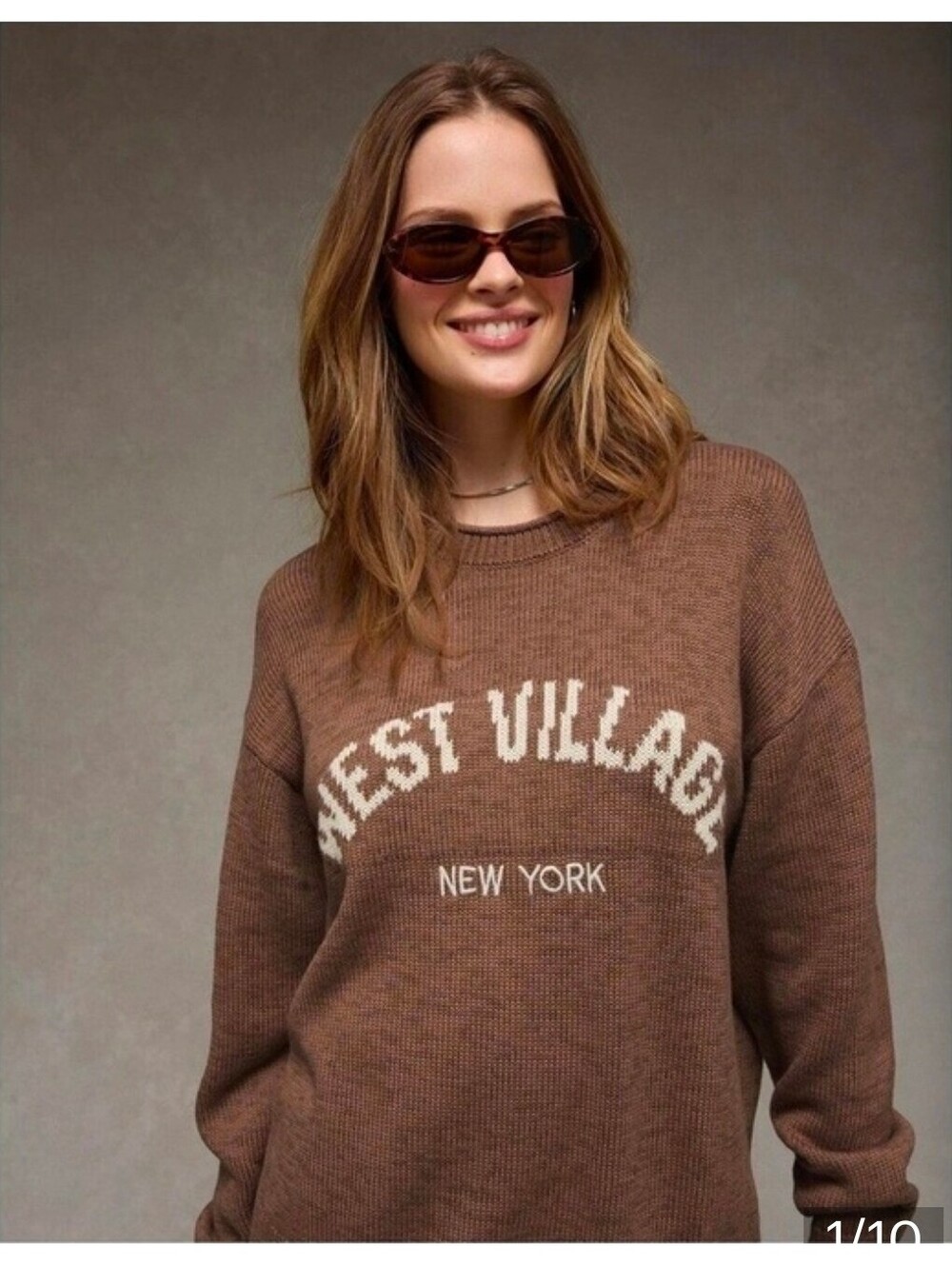 American Eagle Brown West Village New York Knit Sweater XXL